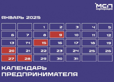 Календарь предпринимателя на январь 2025 года